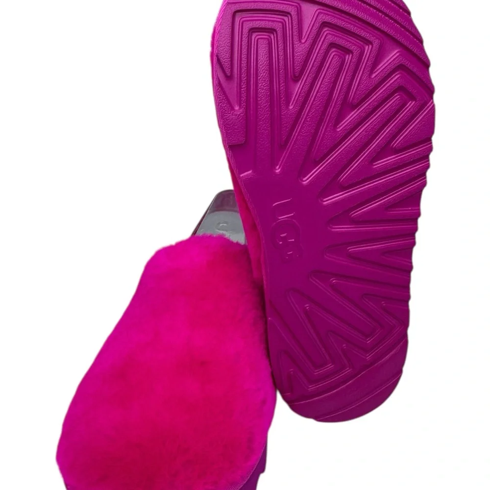 UGG Pink Fluffy Slingback Sandals Size 6 Kids - Picture 4 of 6